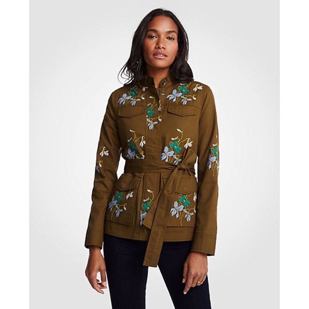 Ann Taylor Floral Embroidered Anorak Jacket S NWOT